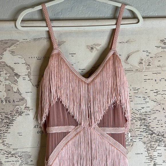 Limited edition HOUSE OF CB ‘Marcella’ Pink Fabulous Fringe Sheer Jumpsuit NWOT - Picture 14 of 14